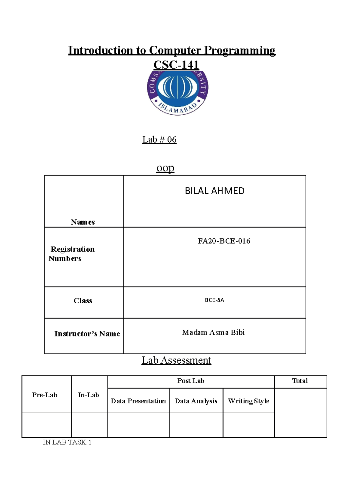Front page -icp - static data memberes - Introduction to Computer ...