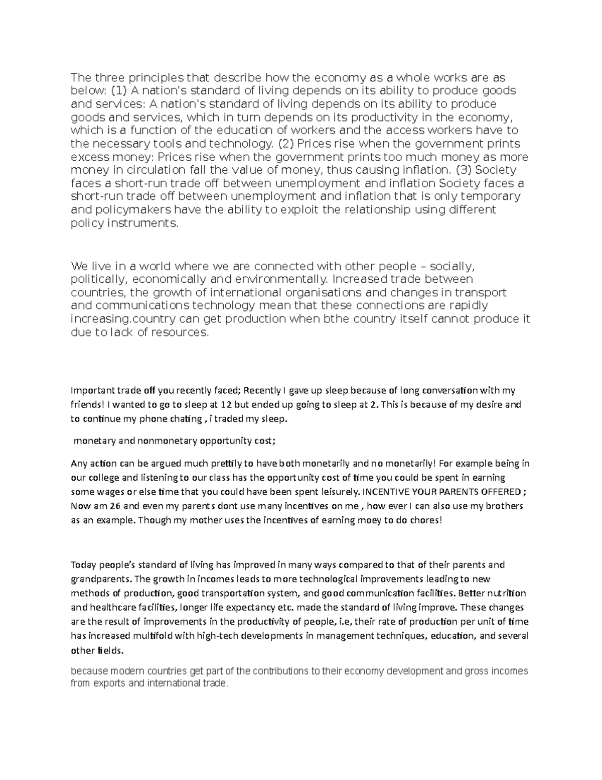 Chegg - Kinh tế chính trị - The three principles that describe how the ...