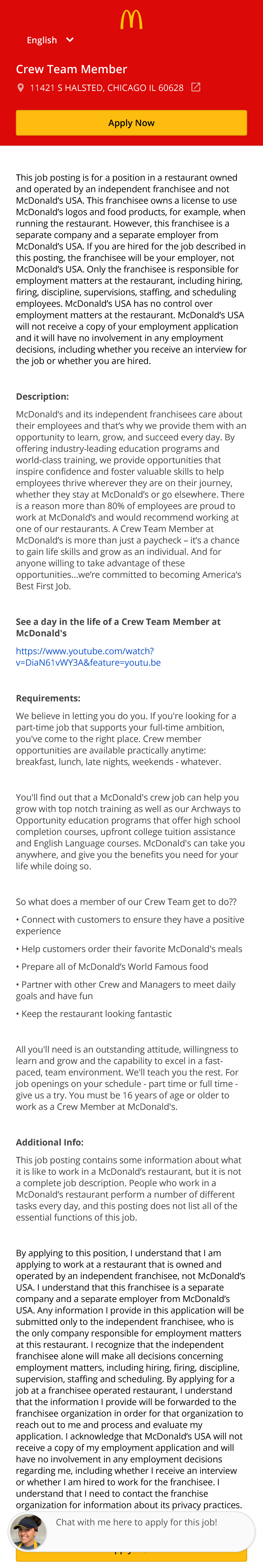 Crew Team Member Mc Donald S This Job Posting Is For A Position In A   Thumb 1200 7142 