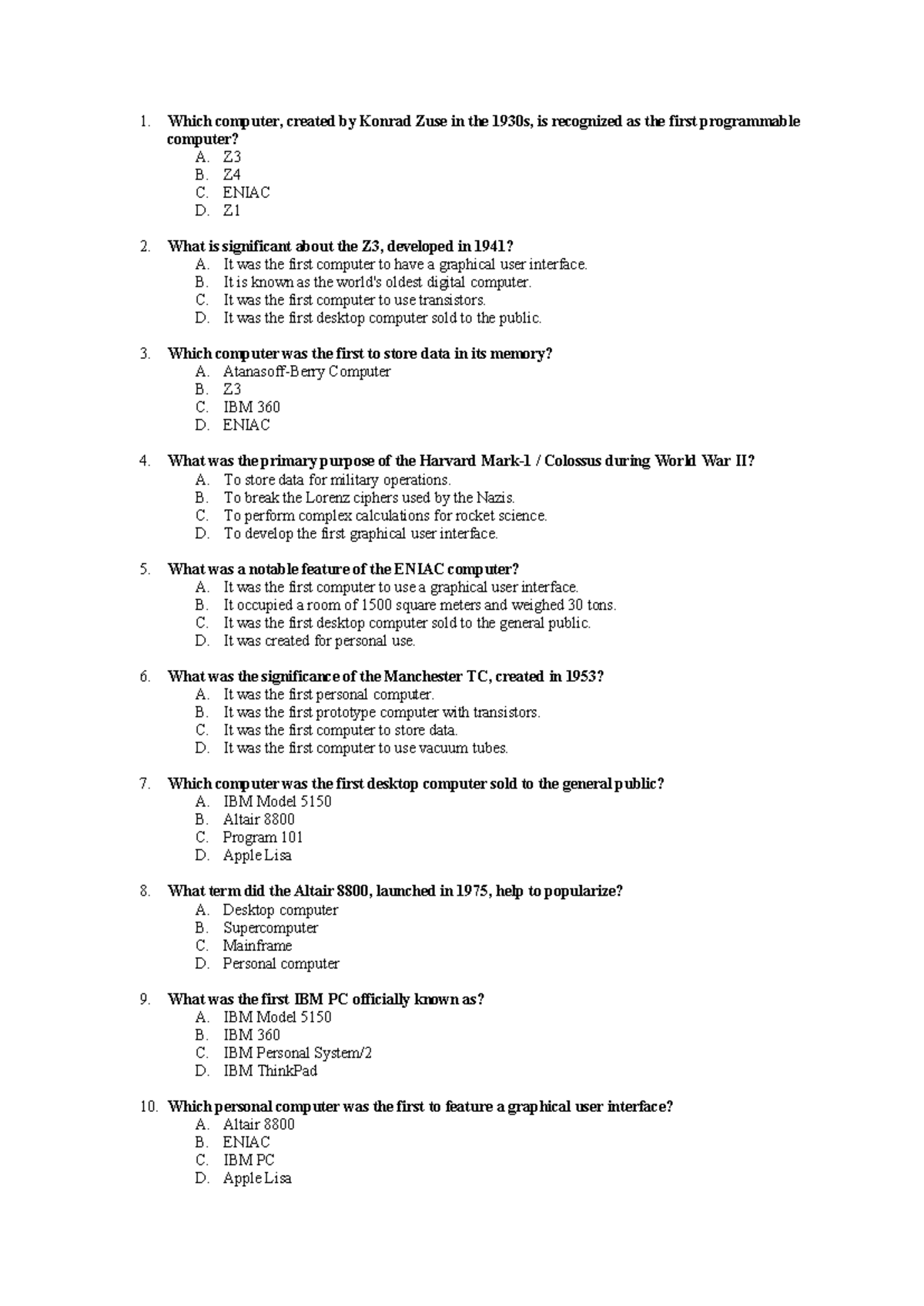 History of Computers From 1930 to Present - Which computer, created by ...