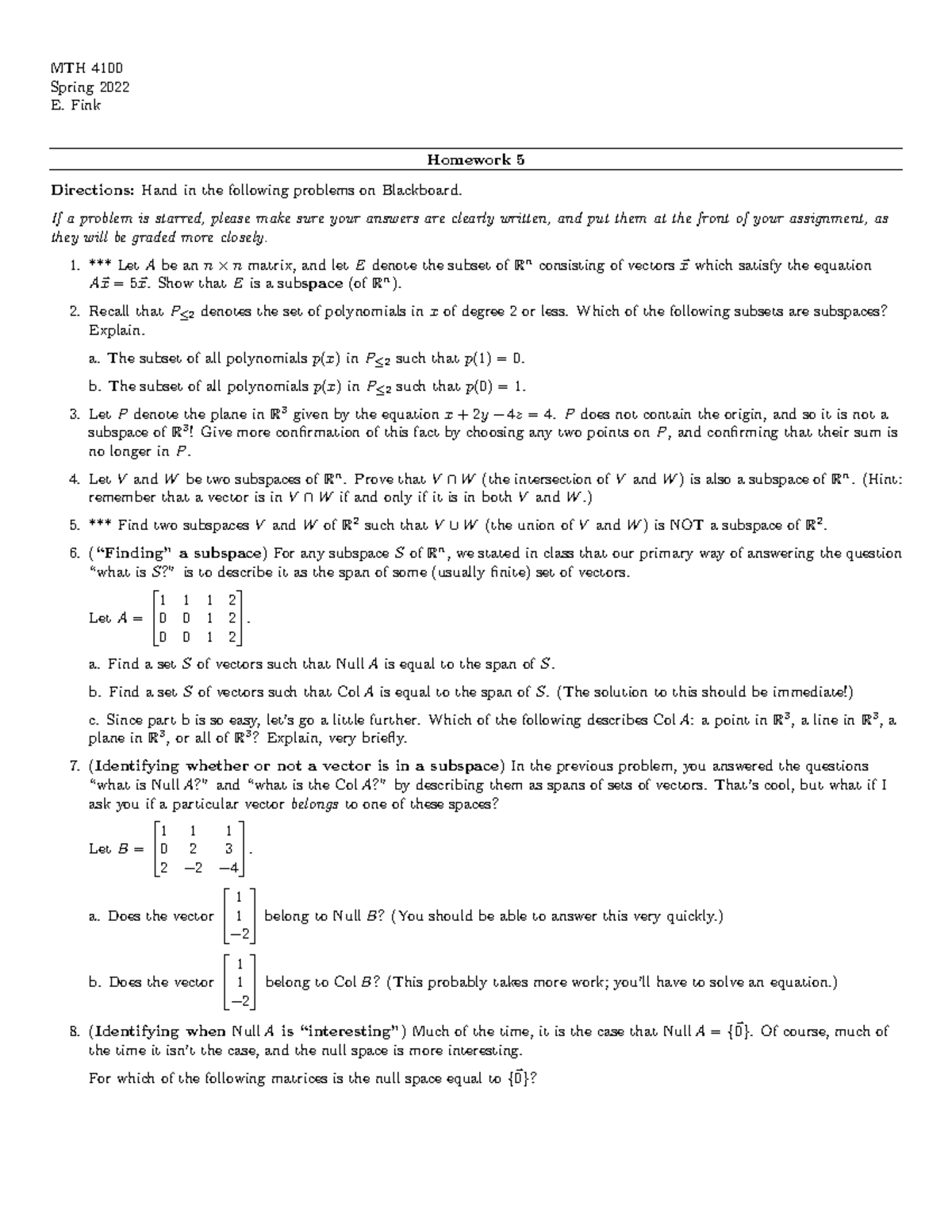 4100 HW5 homework question with showed work MTH 4100 Spring 2022 E