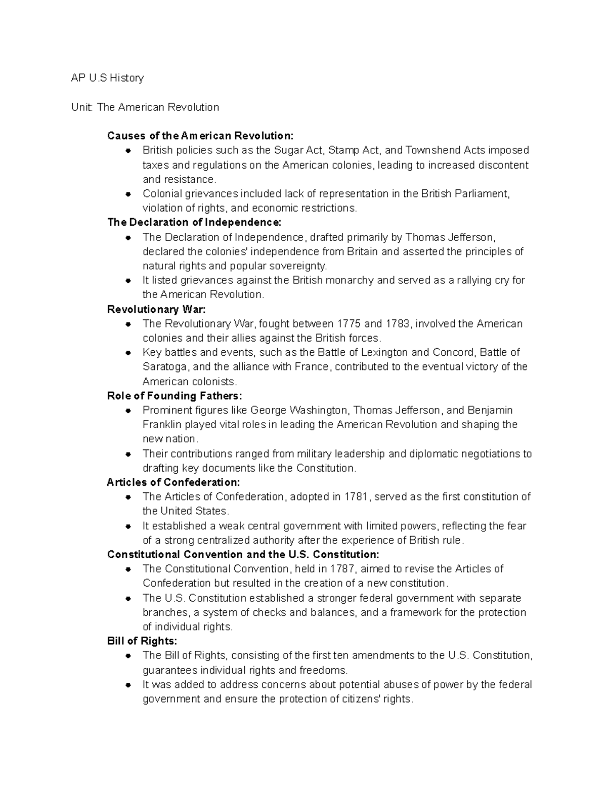 AP U.S. History - American Revolution - AP U History Unit: The American ...