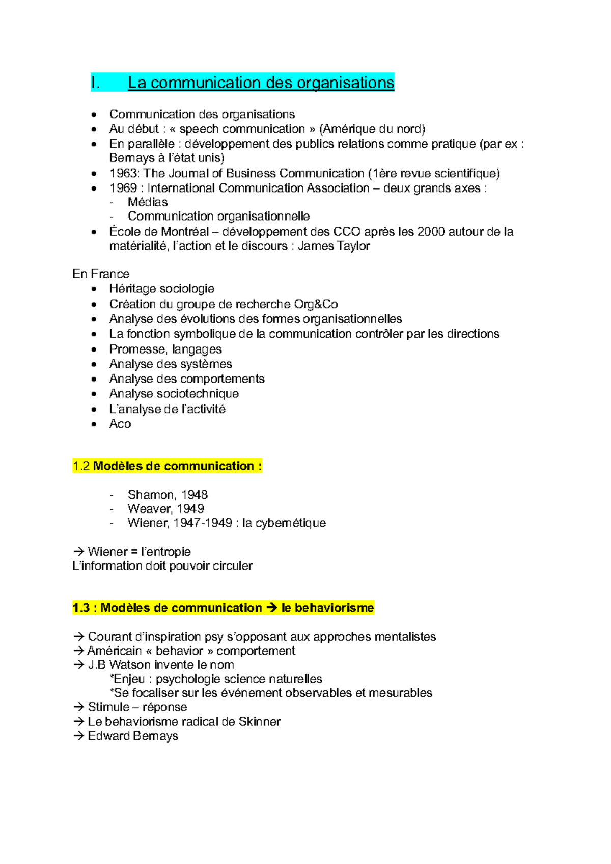 Chapitre 1 - chap 1 - I. La communication des organisations ...