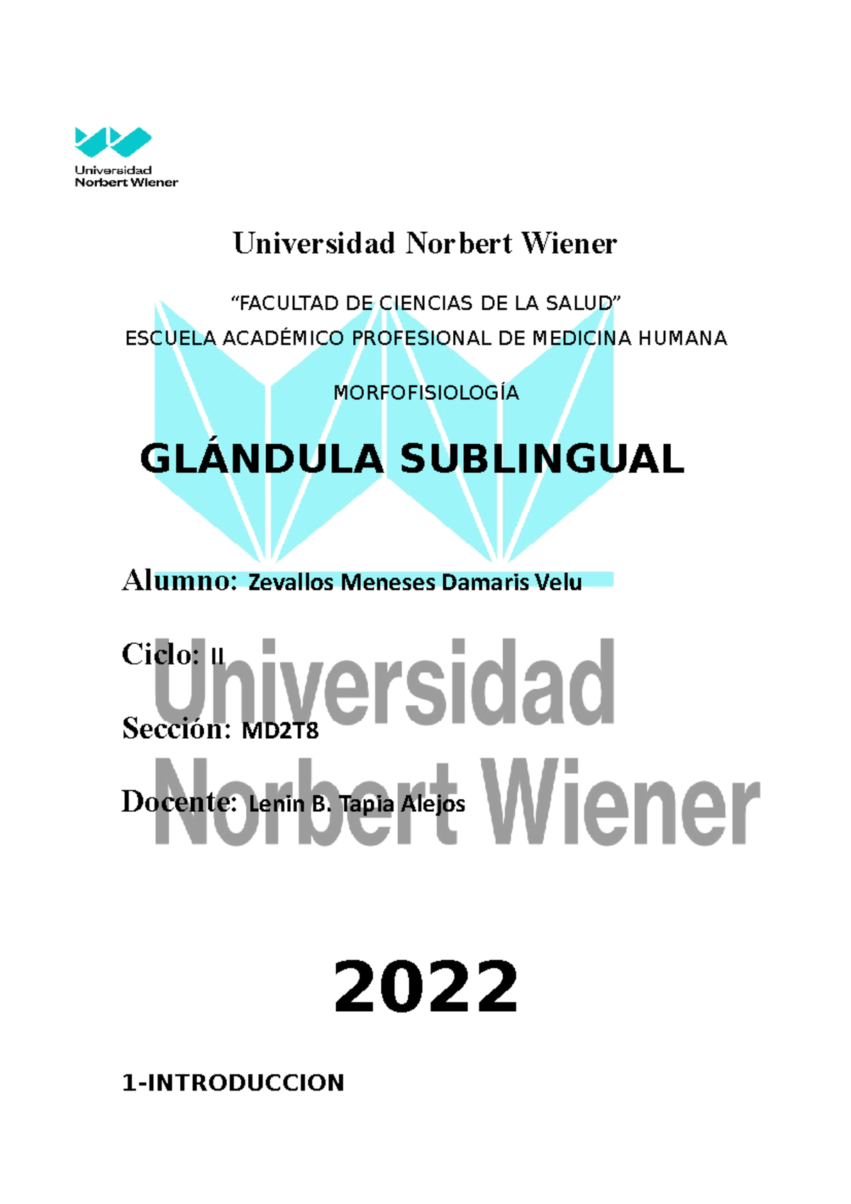 Informe- Glandula Sublingual- Zevallos Meneses Damaris - Enfermería ...