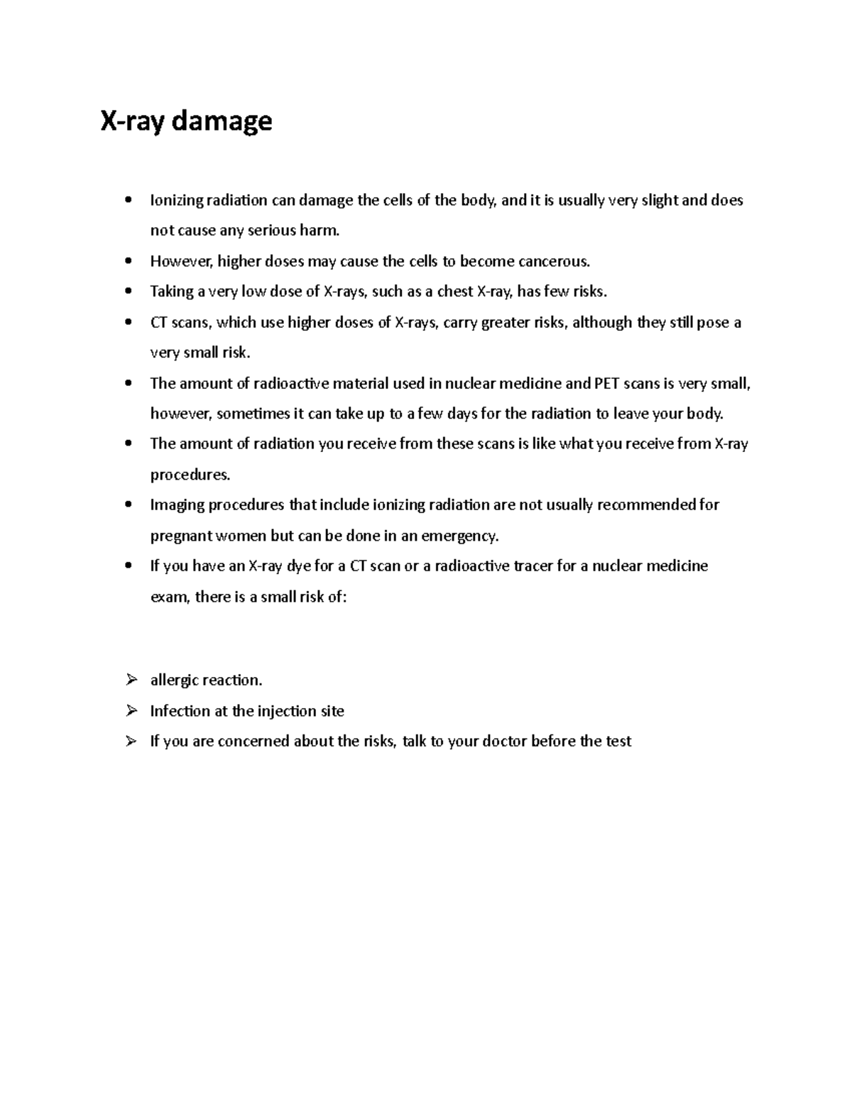 Xray damage Biology summaries 2019/2020 Xray damage Ionizing