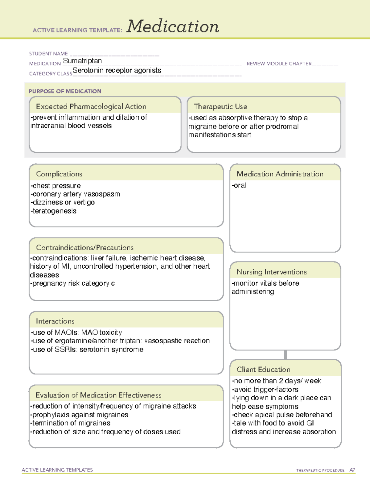 8 sumatriptan - drug template - ACTIVE LEARNING TEMPLATES THERAPEUTIC ...