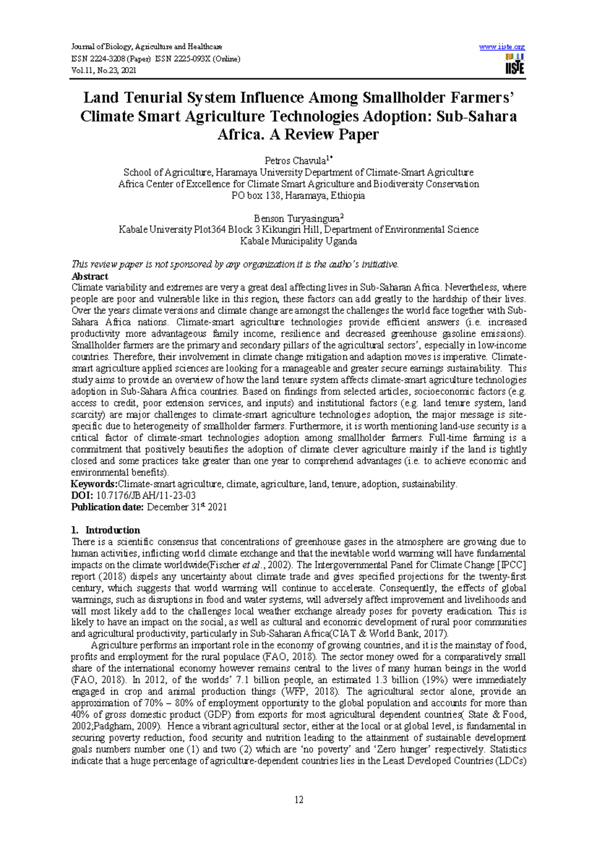 Land Tenurial System Influence Among Smallholder Farmers - ISSN 2224 ...