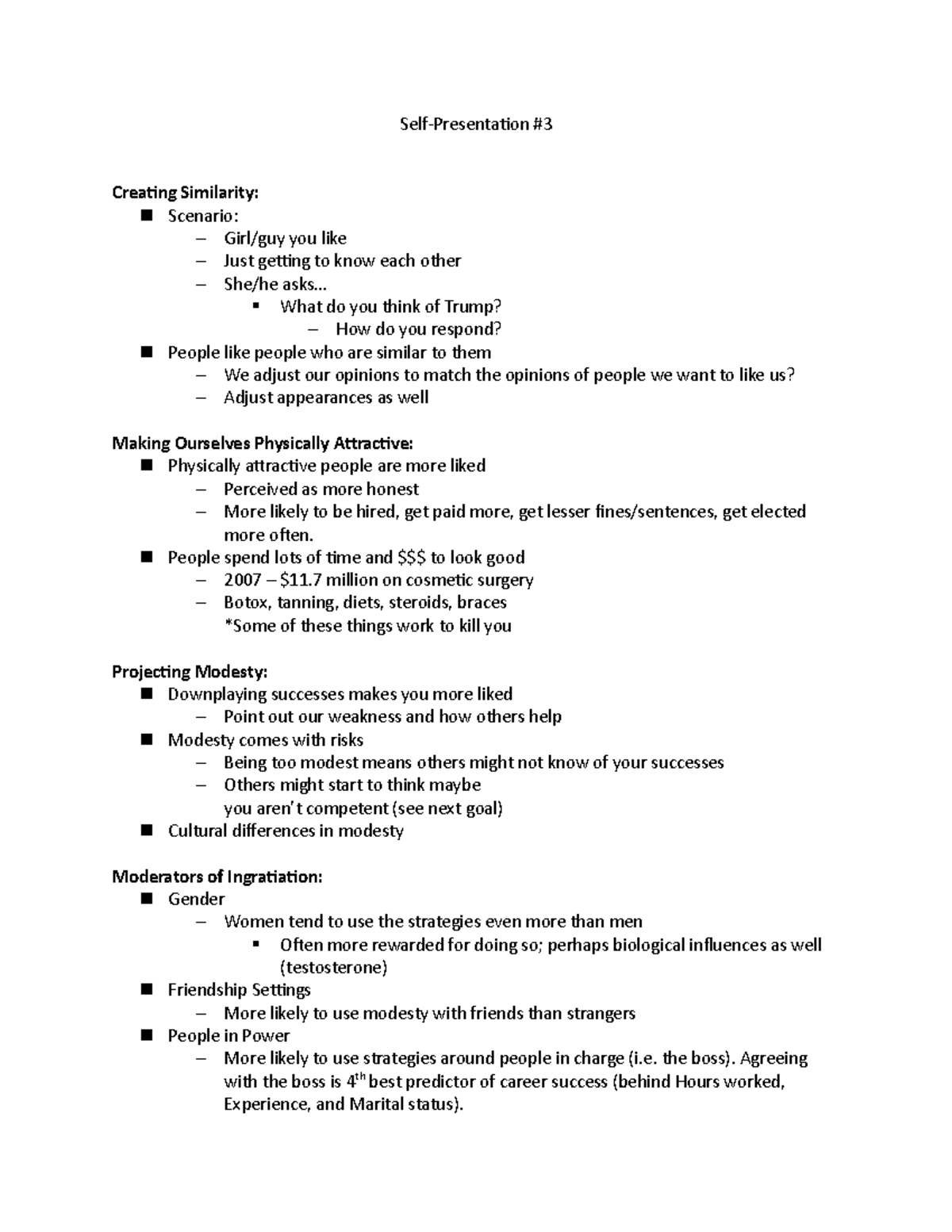 Self-Presentation 3 - Creating Similarity: Scenario: you like Just ...