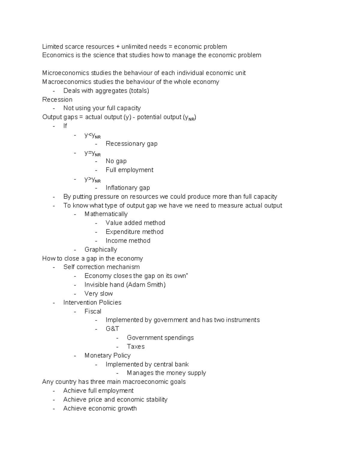 ECON 102 - Lecture notes All - Limited scarce resources + unlimited ...
