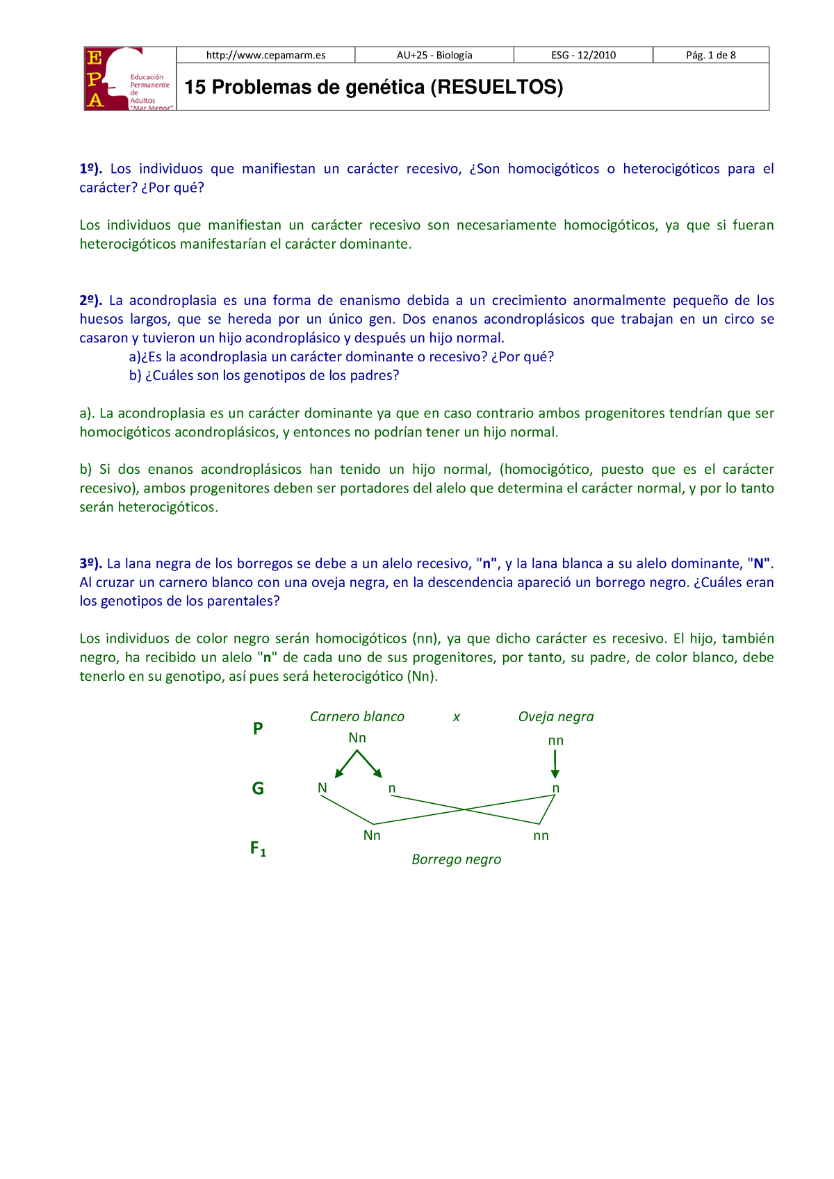 Problemas De Genetica - Resueltos - 15 Problemas De Genética (RESUELTOS ...