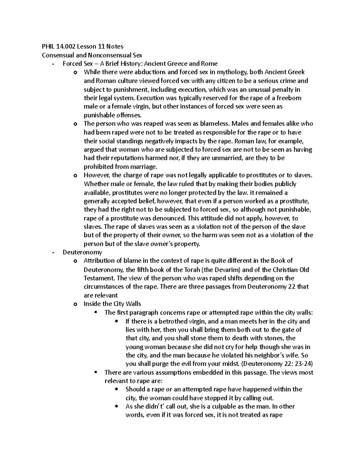 PHIL 14.002 Lesson 11 Notes - PHIL 14 Lesson 11 Notes Consensual and ...