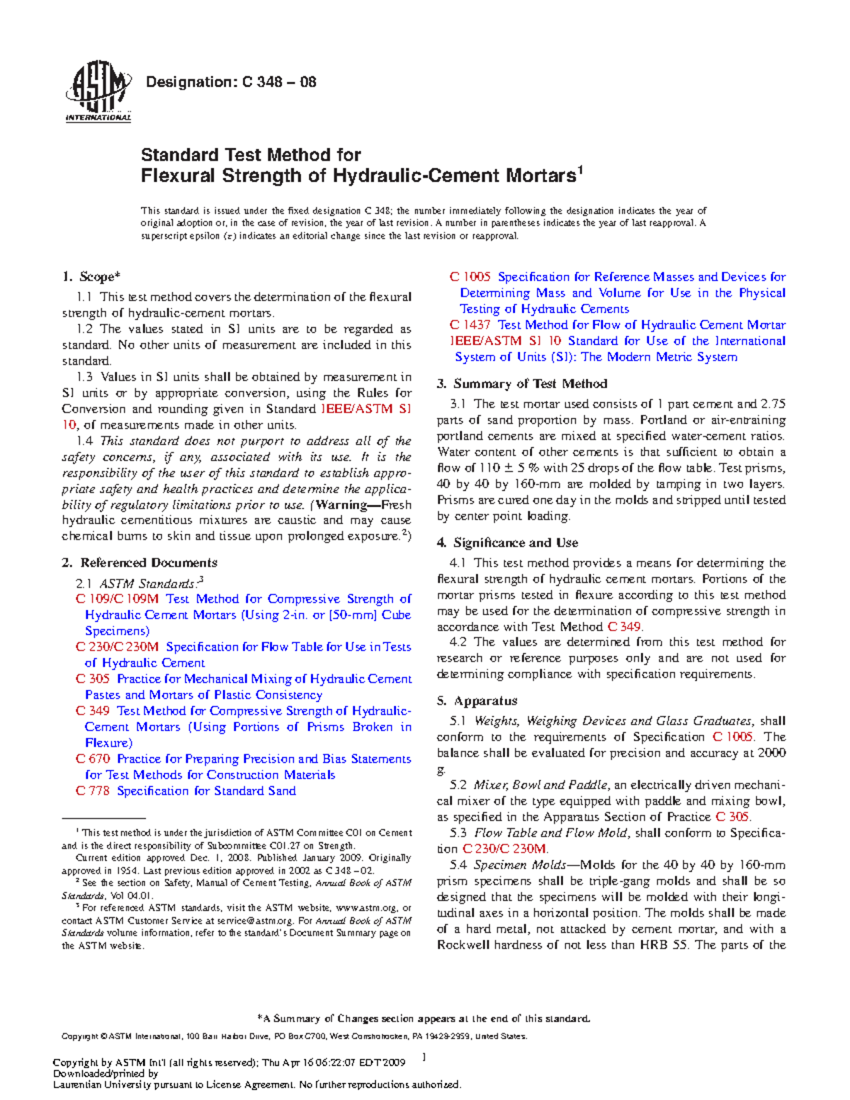 C348 - nil. - Designation: C 348 – 08 Standard Test Method for Flexural ...