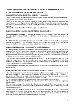 Tema 7 2022 2023 - Tema 7 Derecho Sindical Año 2022 2023, Profesor ...