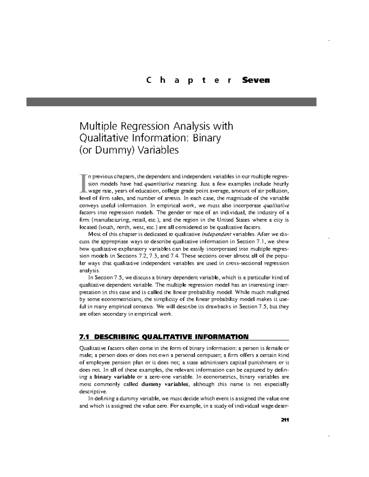 dummy-variable-regression-i-n-previous-chapters-the-dependent-and