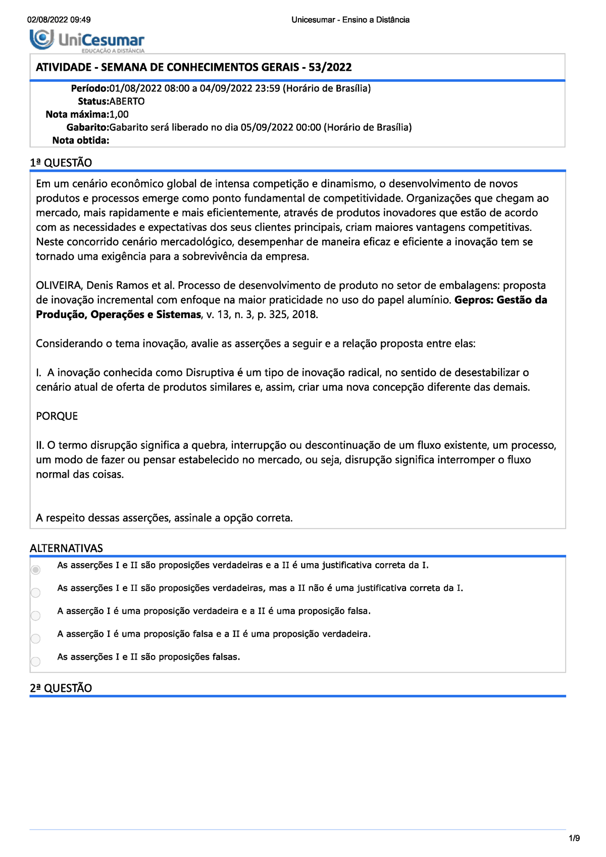 ATIVIDADE - SEMANA DE CONHECIMENTOS GERAIS - 2021A, Exercícios Engenharia  Civil