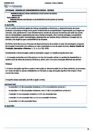 Semana conhecimentos gerais - ATIVIDADE - SEMANA DE CONHECIMENTOS