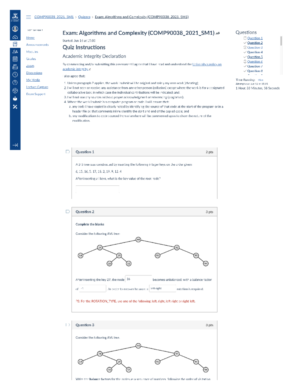 Screencapturecanvaslmsunimelbeduaucourses105436quizzes113619