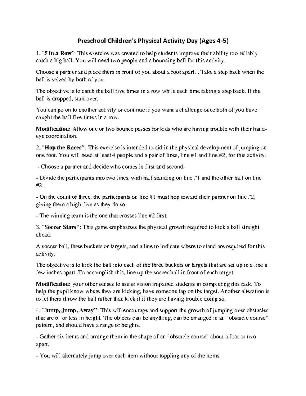 Physical Fitness - assignment - Preschool Children's Physical Activity ...