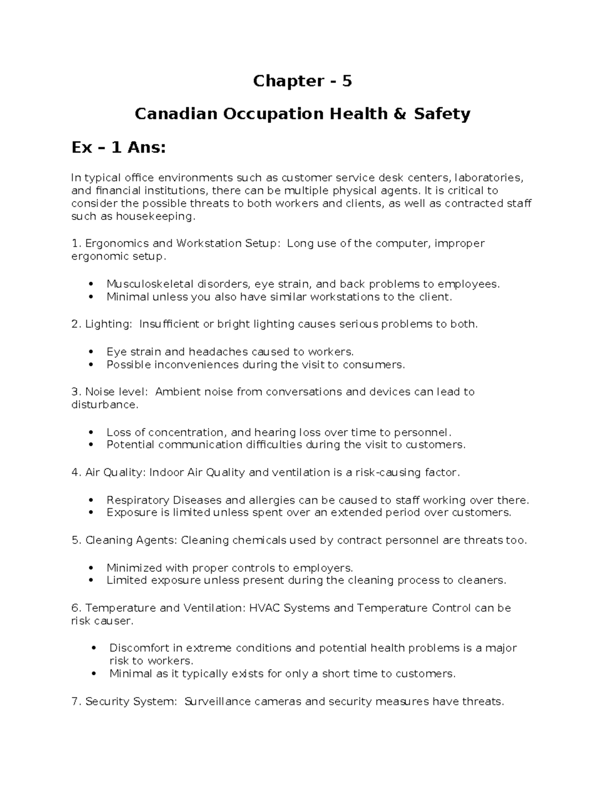 Chapter 4 - NOTES - Chapter - 5 Canadian Occupation Health & Safety Ex ...