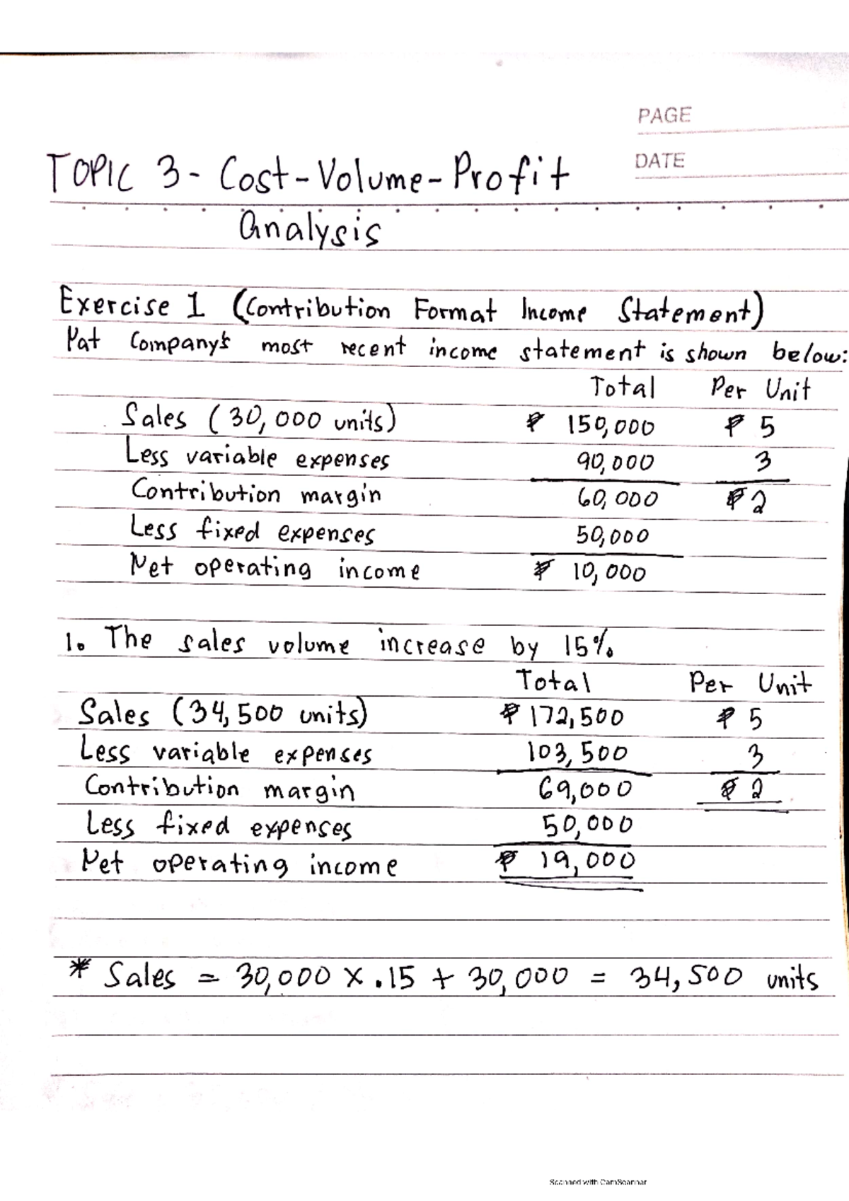 Topic 3 - Cost-Volume-Profit Analysis - BSA - Studocu