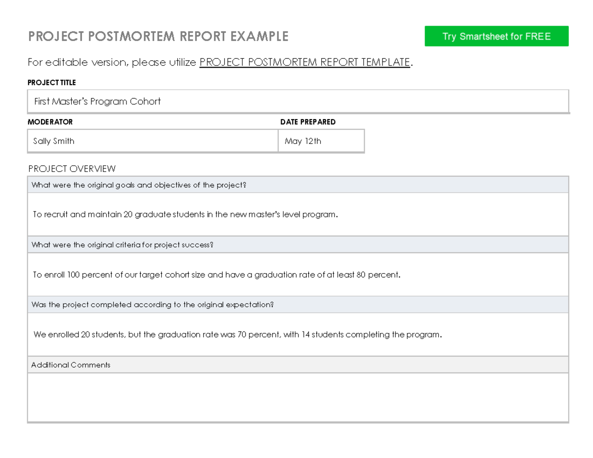 IC-Project-Postmortem-Report-Example-10834 PDF - PROJECT POSTMORTEM ...