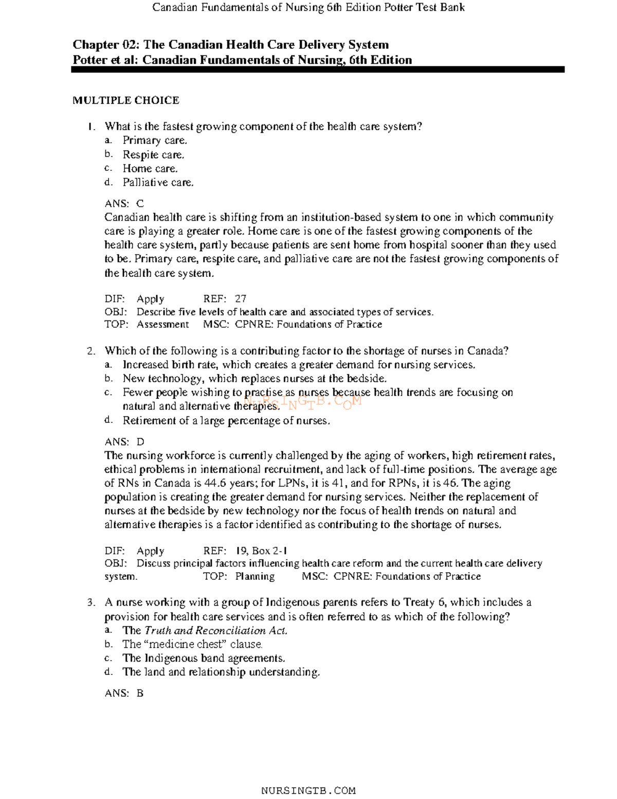 Chapter 02 The Canadian Health Care Delivery System - NURSINGTB Chapter ...