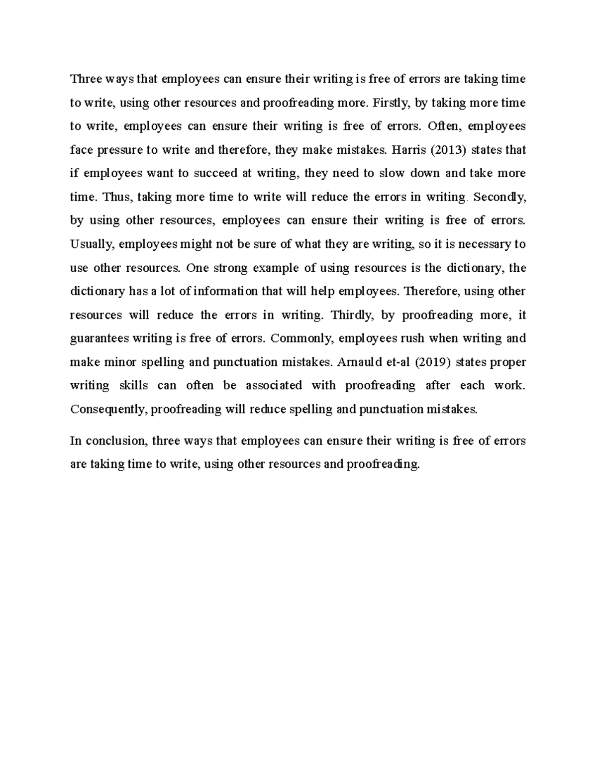 Paragraph writing - Week 5 - Three ways that employees can ensure their ...