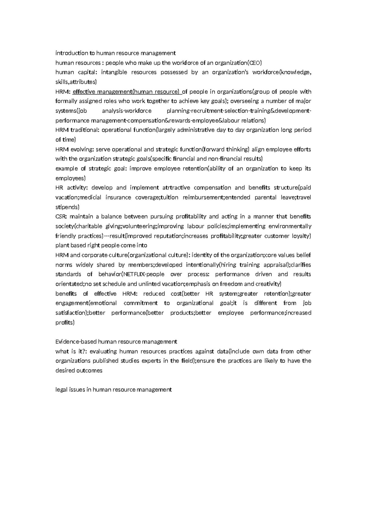 Introduction to human resource management - Studocu