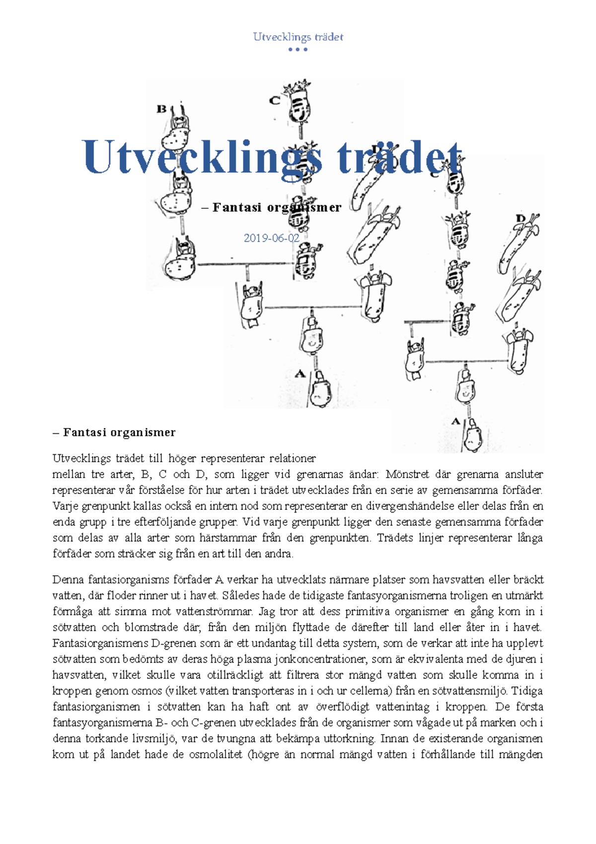 Utvecklings Trädet - Betyg: B - Utvecklings Trädet - Fantasi Organismer ...