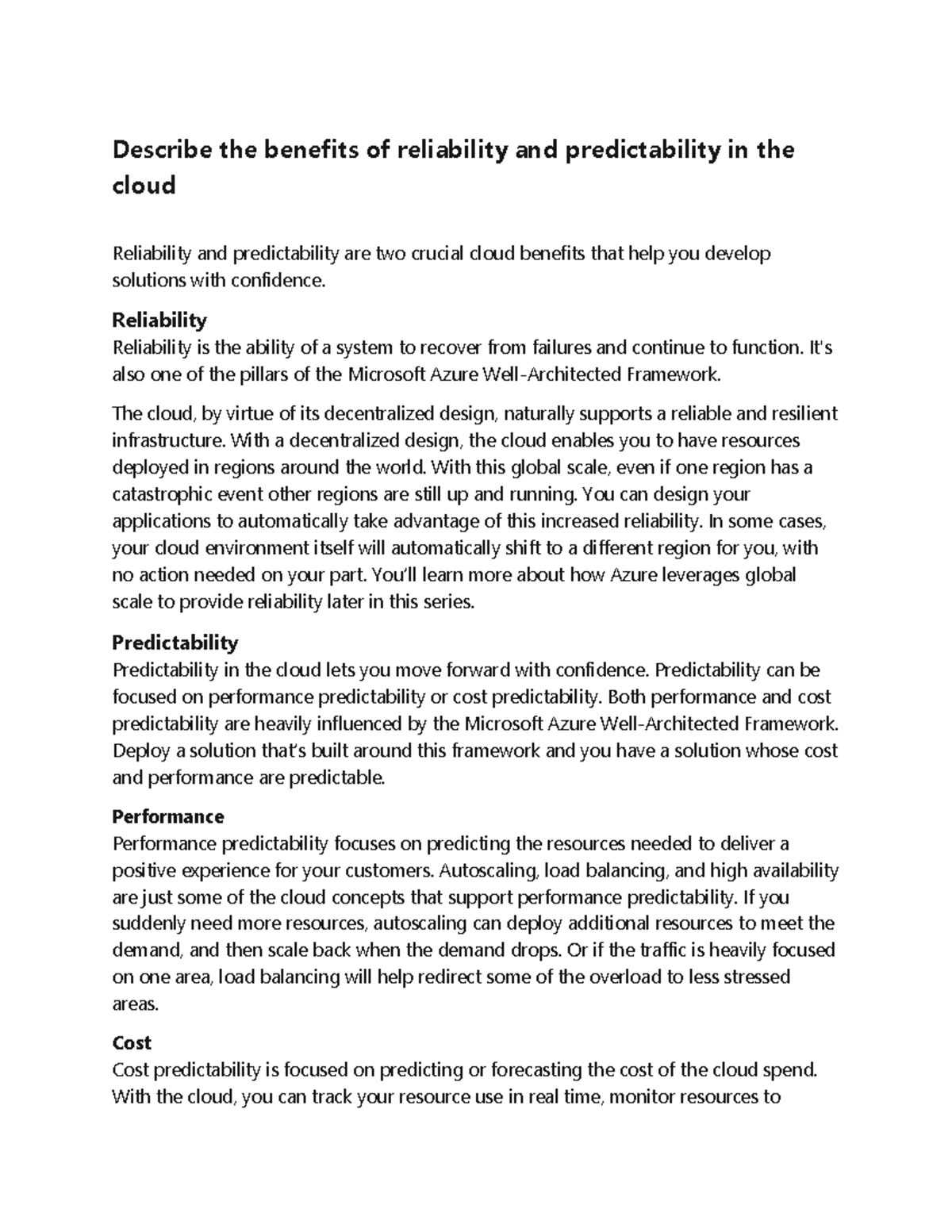 Document 35 (35) - Tyler - Describe the benefits of reliability and ...