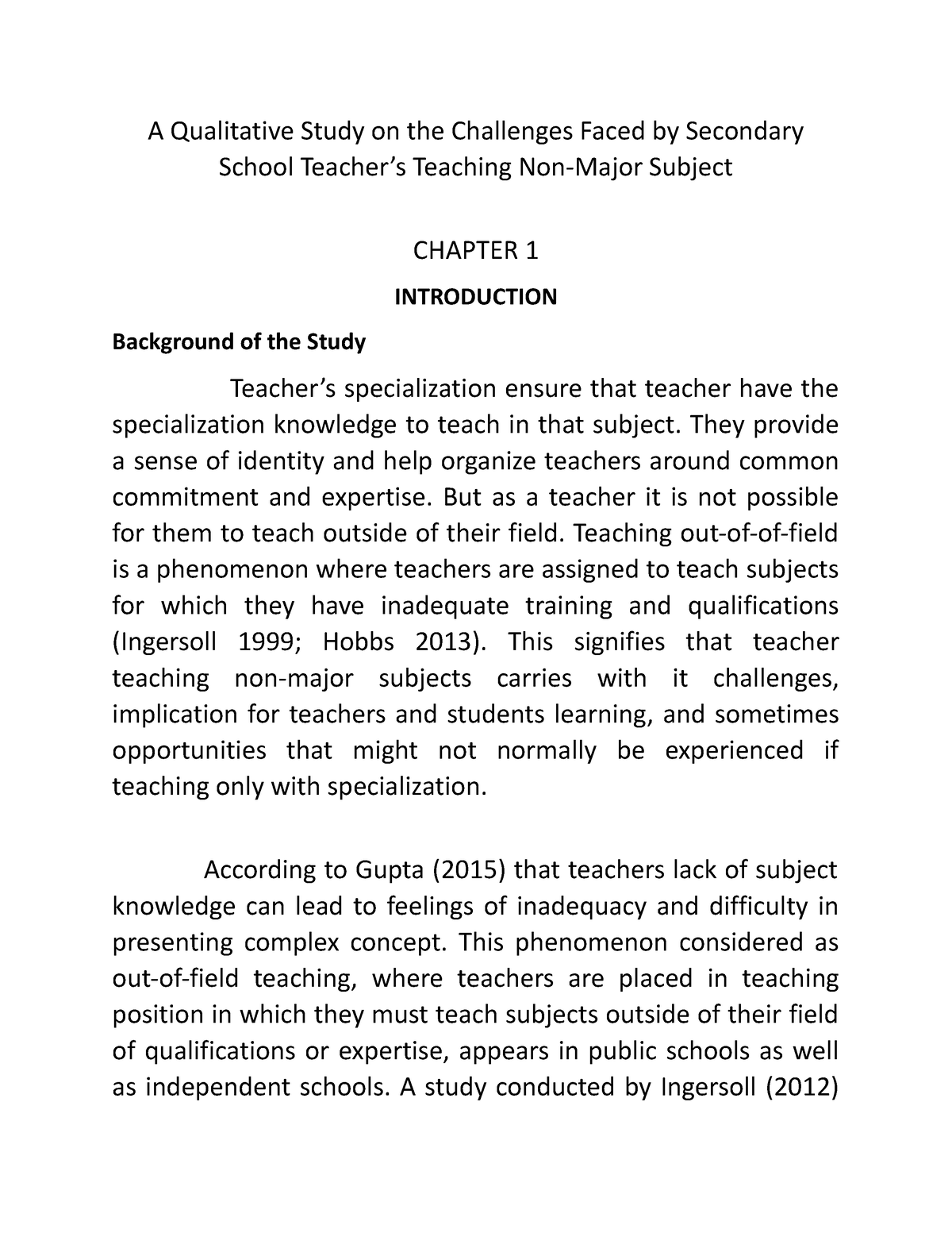 qualitative study about education