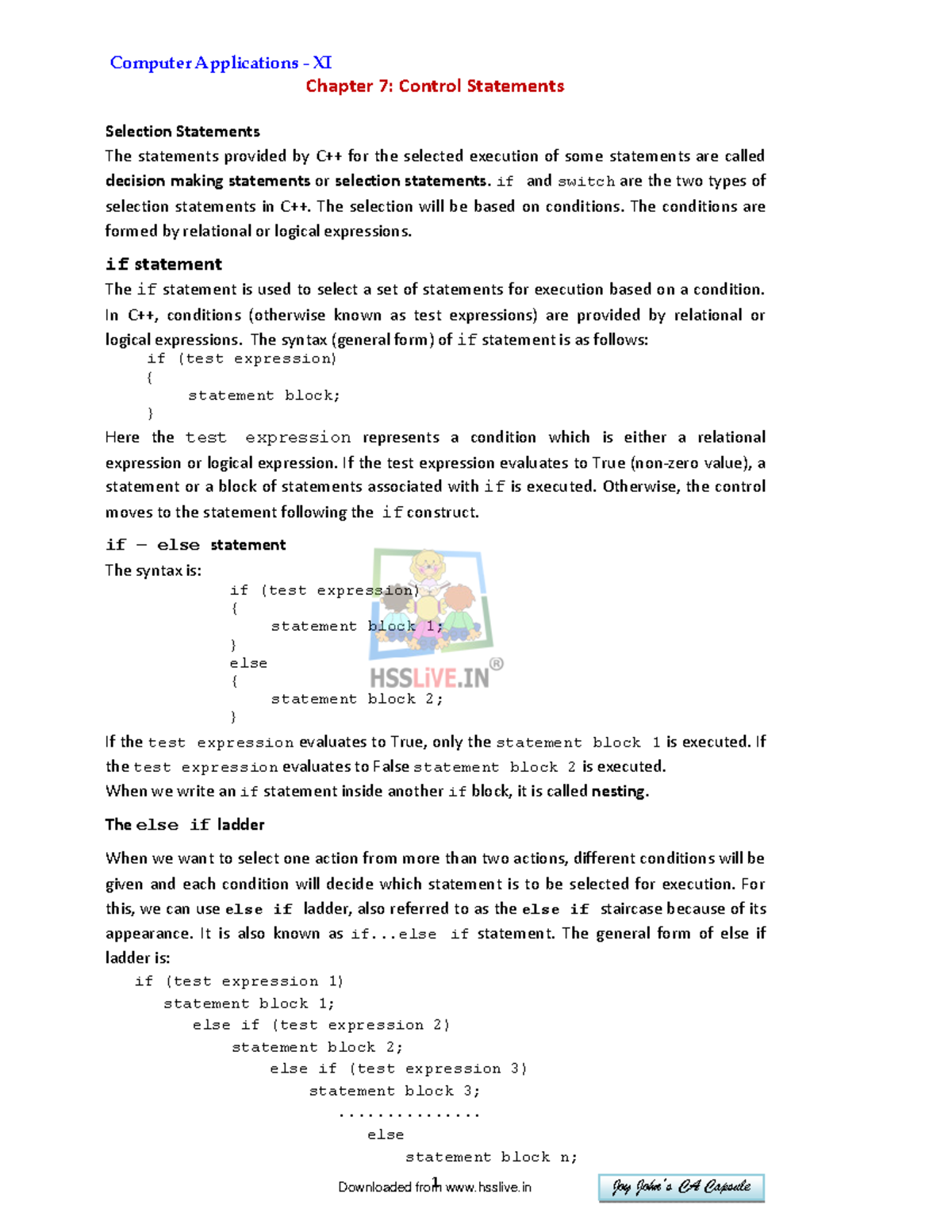 12986 - Chapter 5 - 1 Joy John’s CA Capsule Chapter 7: Control ...