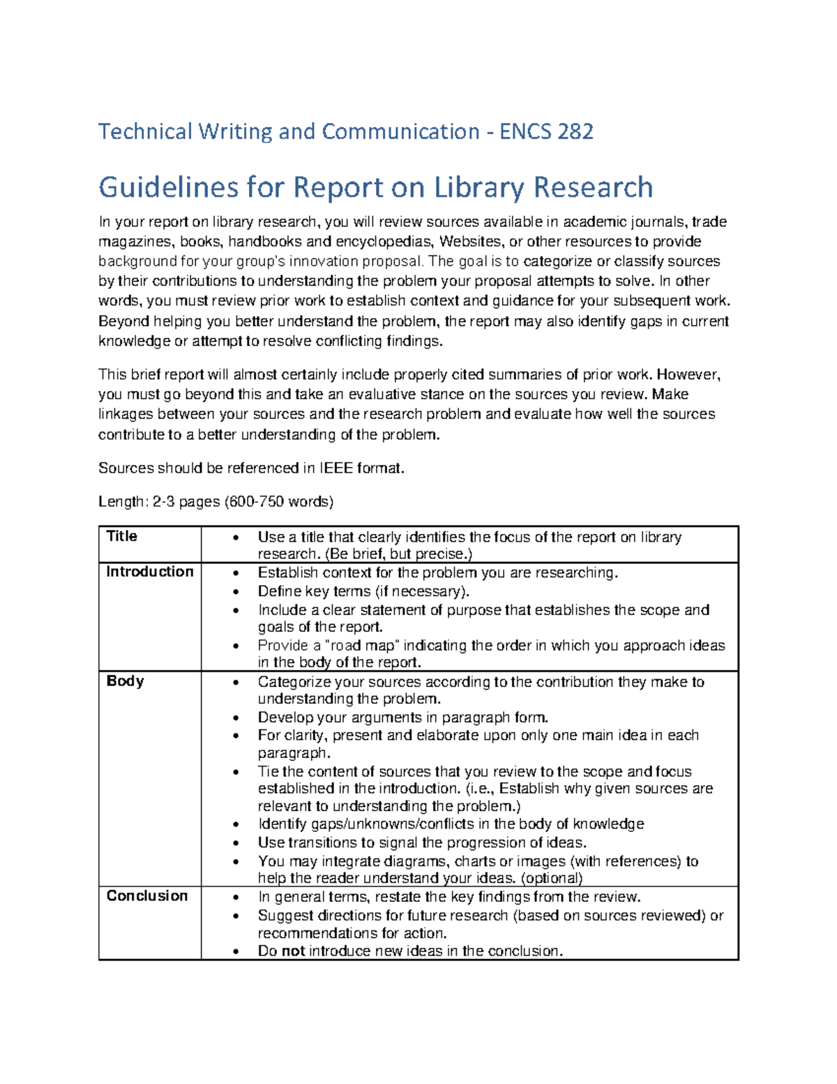 library research report assignment