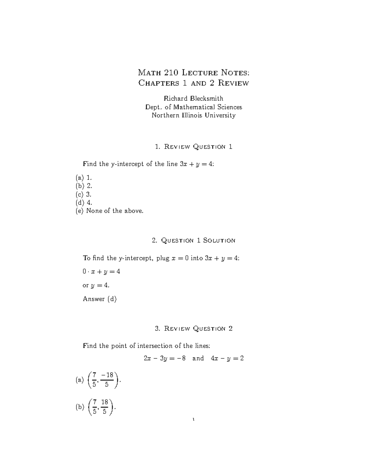 Lecture notes, lectures 1 - 4 chapter review - Math 210 Lecture Notes ...
