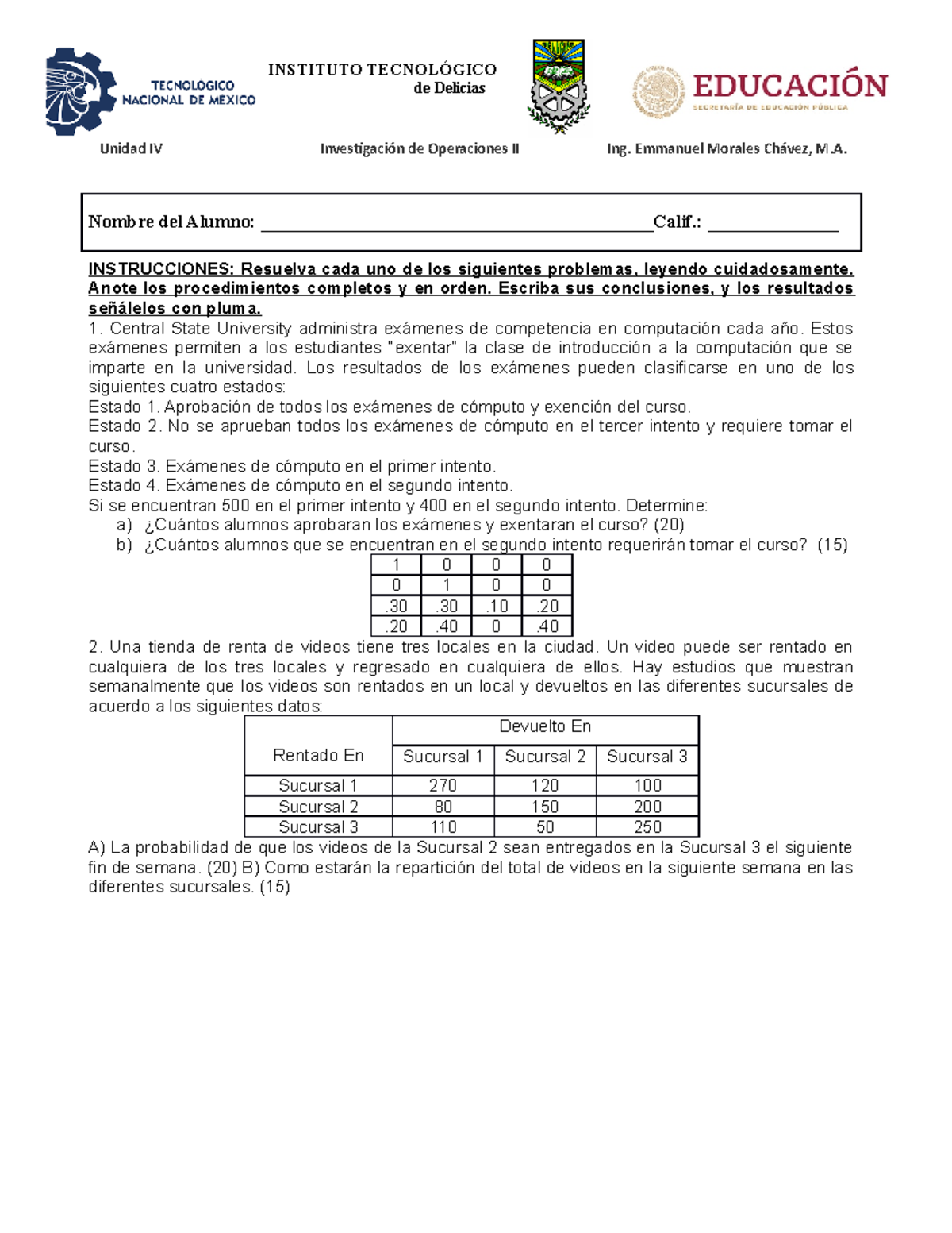 Unidad IV IO2 2020 B Exa - Descripcion De La Materia - Unidad IV ...