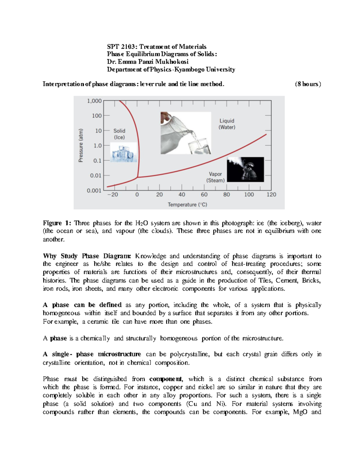 Phase Equilibium Diagram of Solids - SPT 2103: Treatment of Materials ...