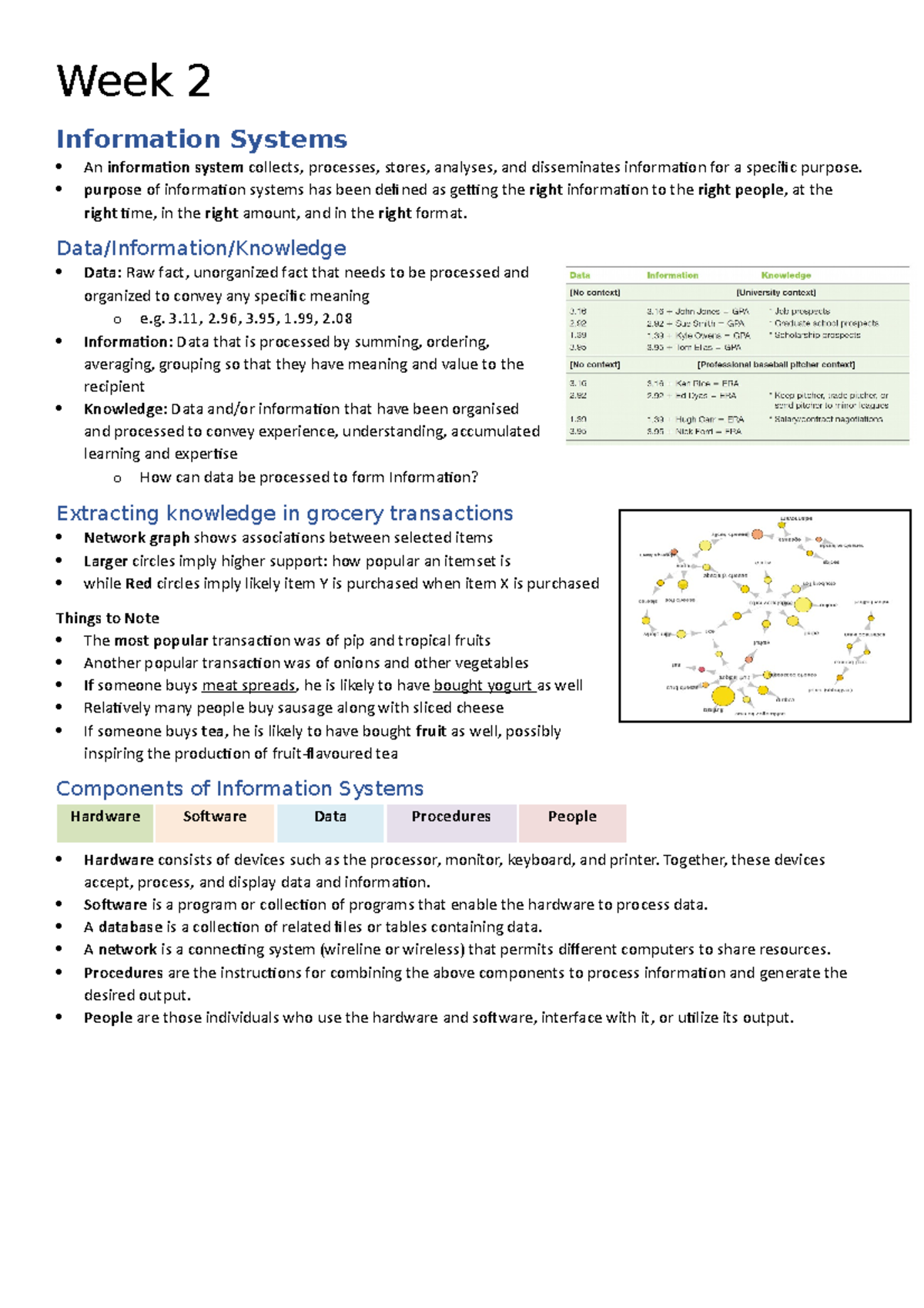 Notes - Week 2 Information Systems An information system collects ...