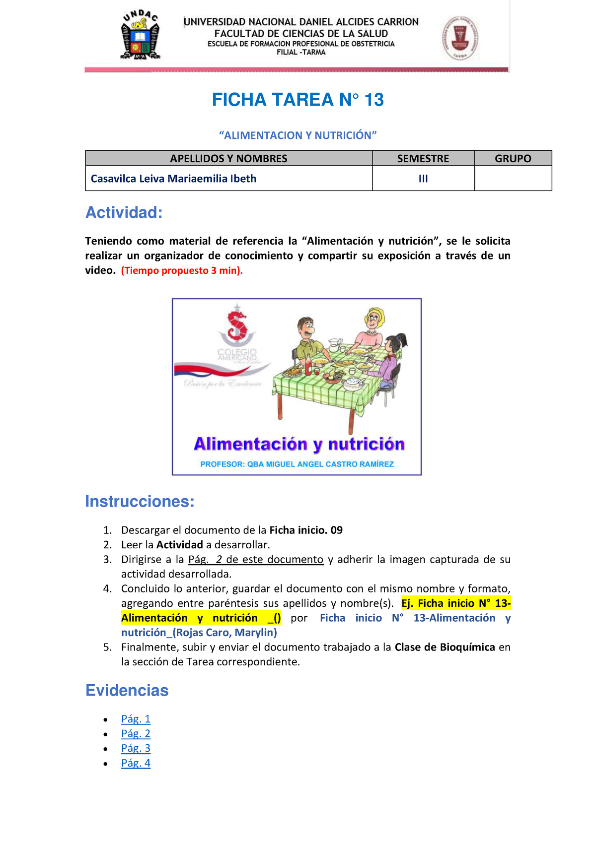 Ficha De Tarea N Alimentaci N Y Nutrici N Ficha Tarea N