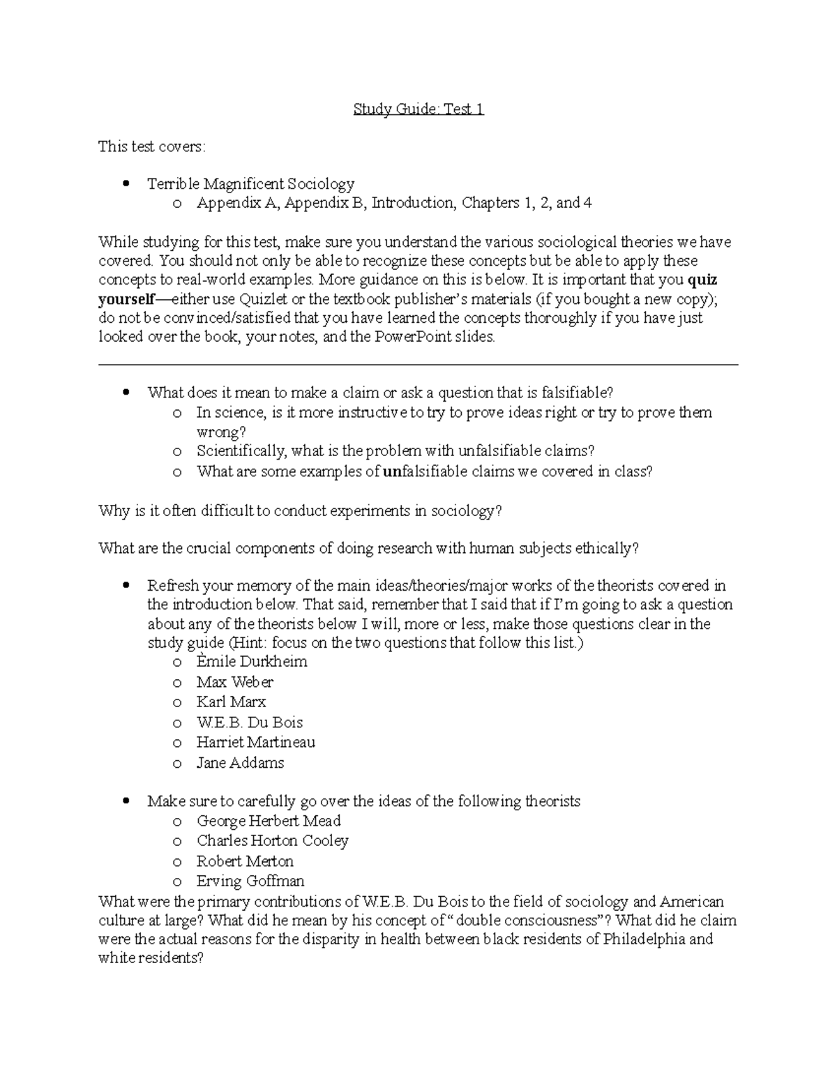 1110 Study Guide - n/a - Study Guide: Test 1 This test covers: Terrible ...