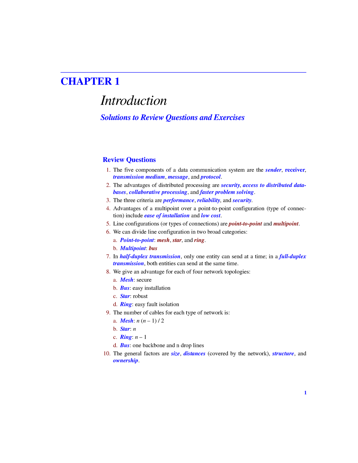 Solution Manual For Data Communications - 1 CHAPTER 1 Introduction ...