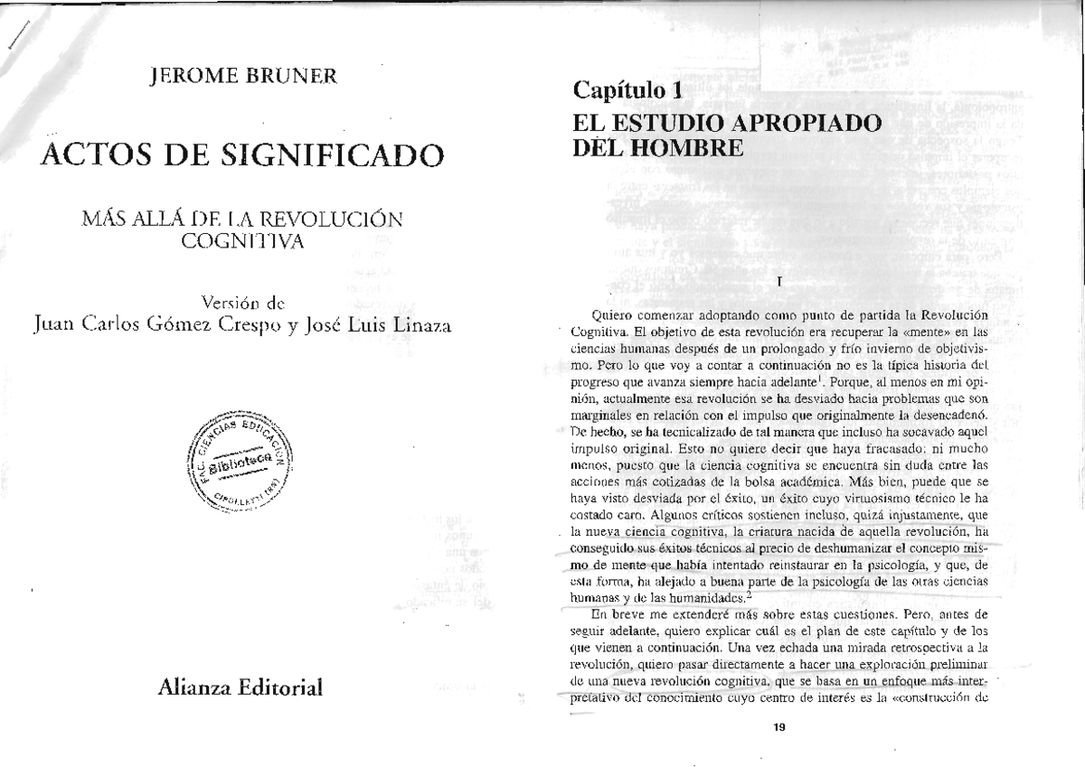 Bruner Jerome - Psicología - JEROME BRUNER ACTos DE SIGNIFICADO MAS