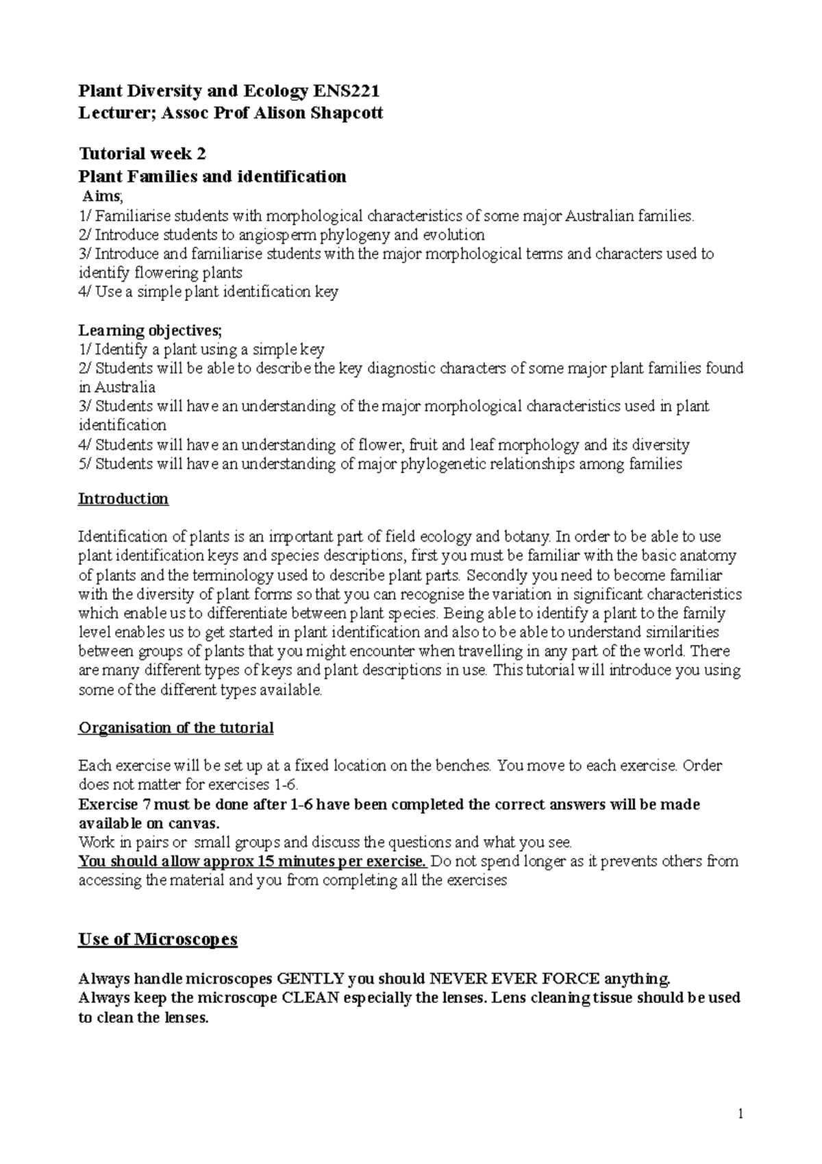 Tut2ens221 - Instructions for tutorial 2 - Plant Diversity and Ecology ...