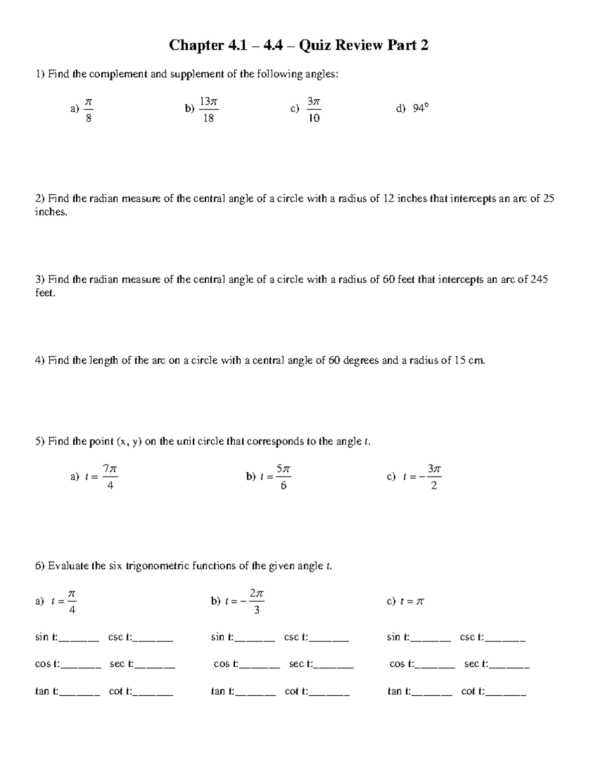 Chapter+4 - answer key - Chapter 4 – 4. 4 – Quiz Review Part 2 Find the ...