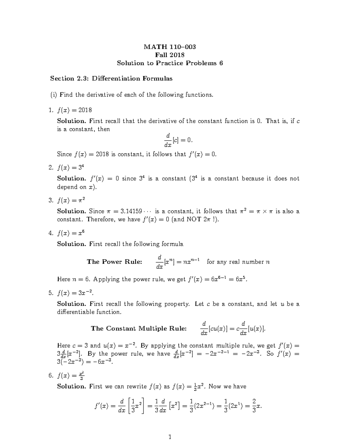 Sample/practice Exam 21 July 2018, Questions And Answers - MATH 110 ...