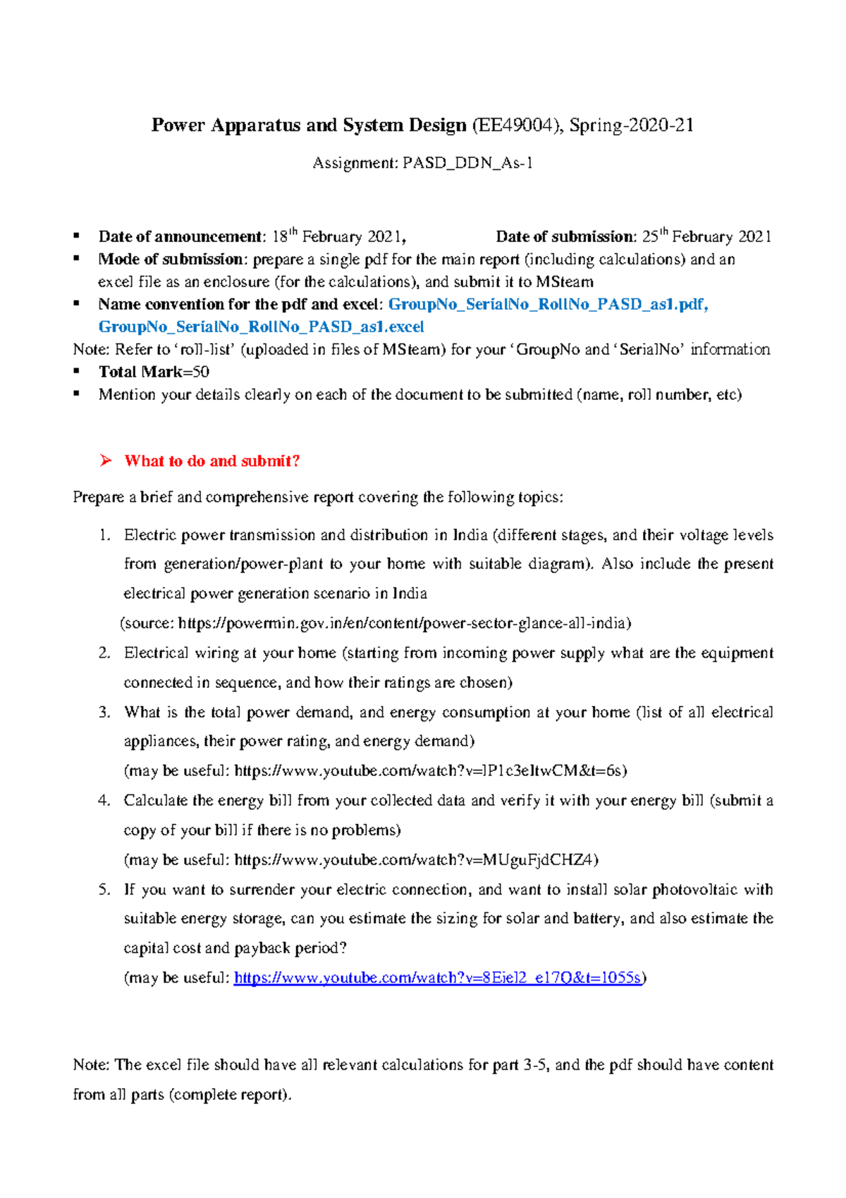 PASD DDN As1 - PASD DDN As1 - Power Apparatus and System Design ...