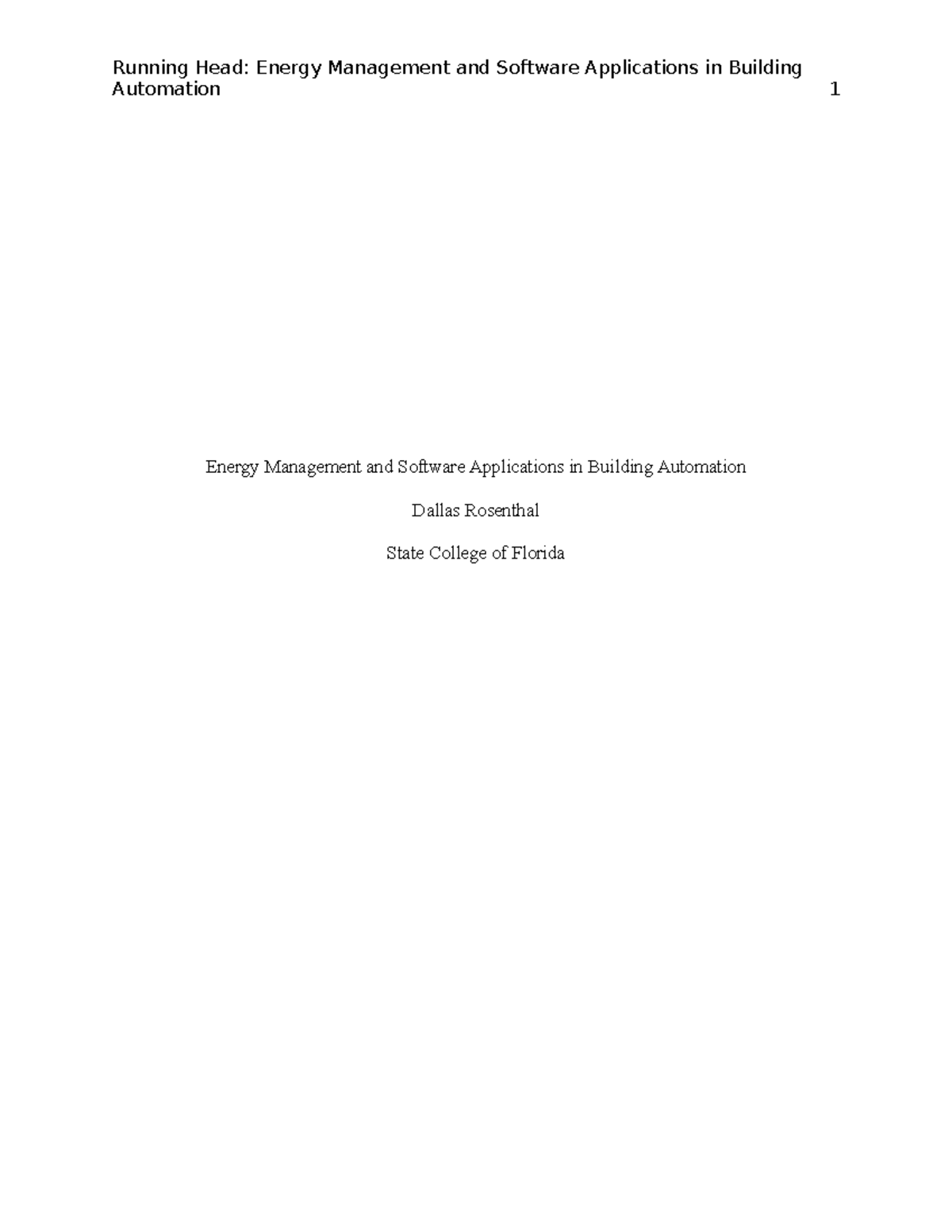 energy management essay Running Head Energy Management and Software