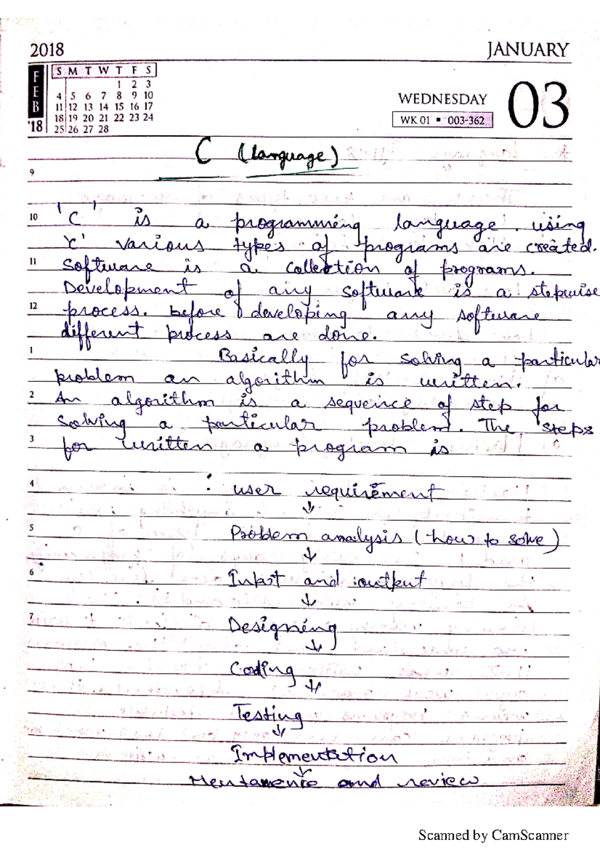 C Programming Notes 2 - C is an coding language - 2018 JANUARY F ...