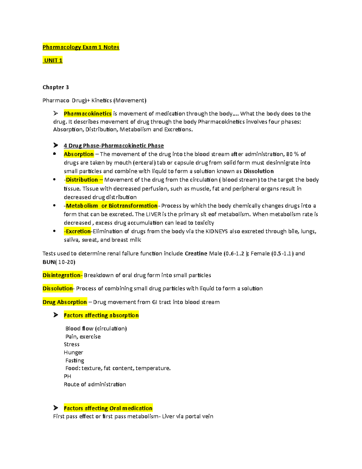 Pharmacology Exam 1 Notes - Pharmacology Exam 1 Notes UNIT 1 Chapter 3 ...