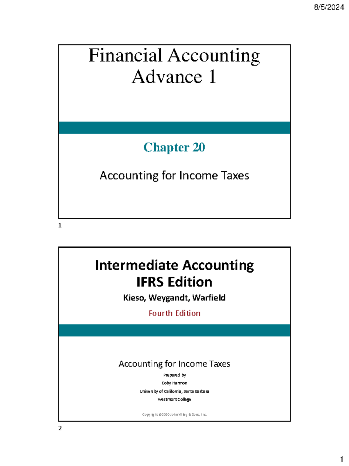 Chuong 20-ch19 Kieso IFRS4 PPT Income taxes - Financial Accounting ...