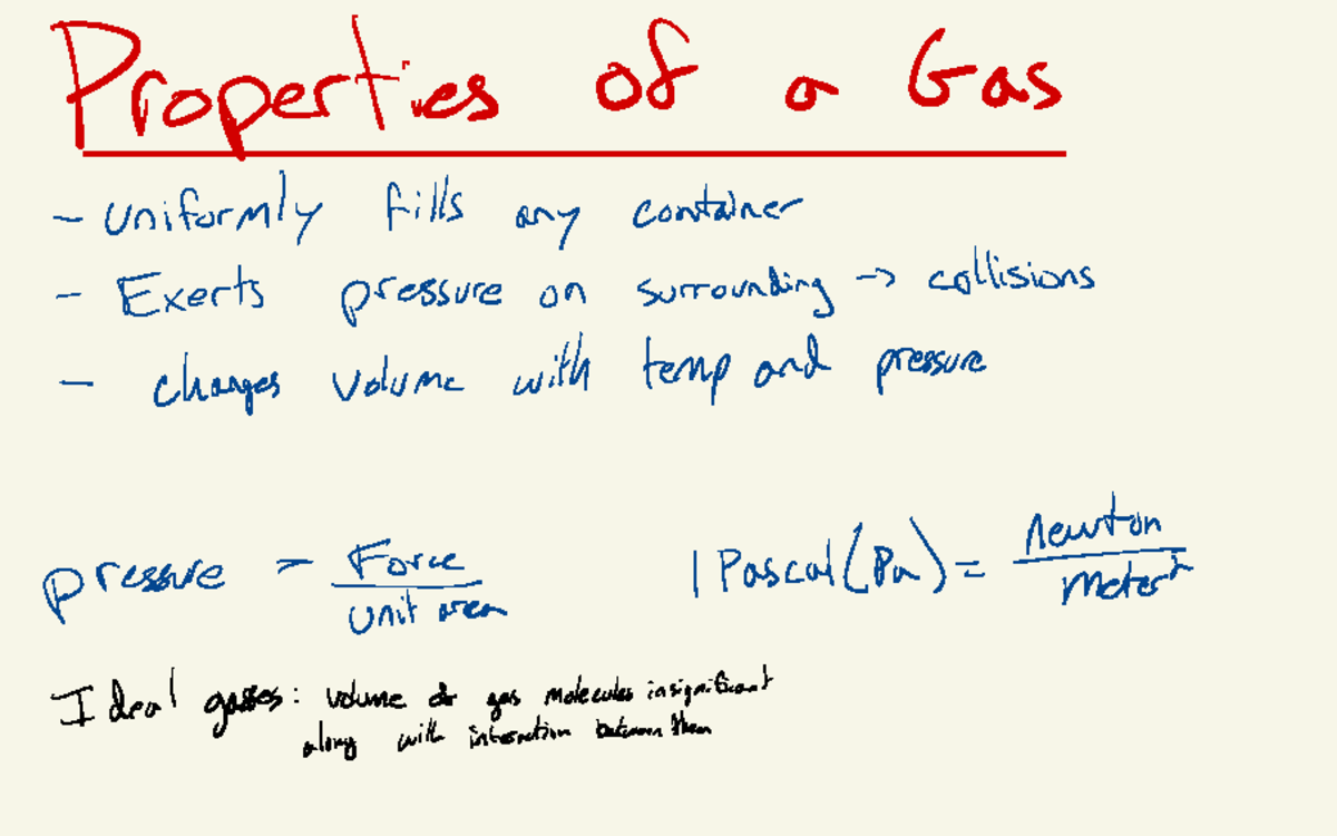 114 Lecture Dr. Elizabeth Griffith Properties of a Gas Uniformly